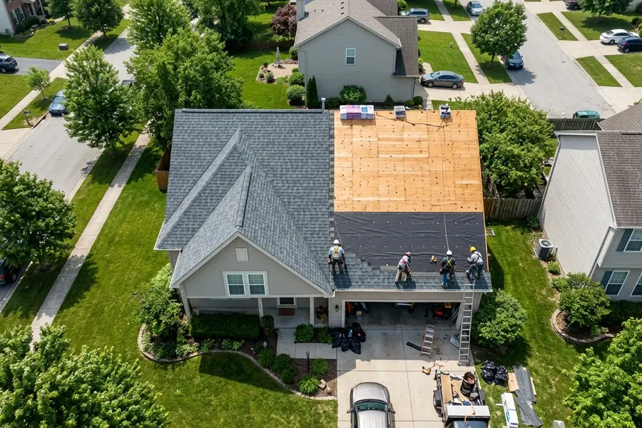 Beardman Building Services roof replacement in progress in Sanibel